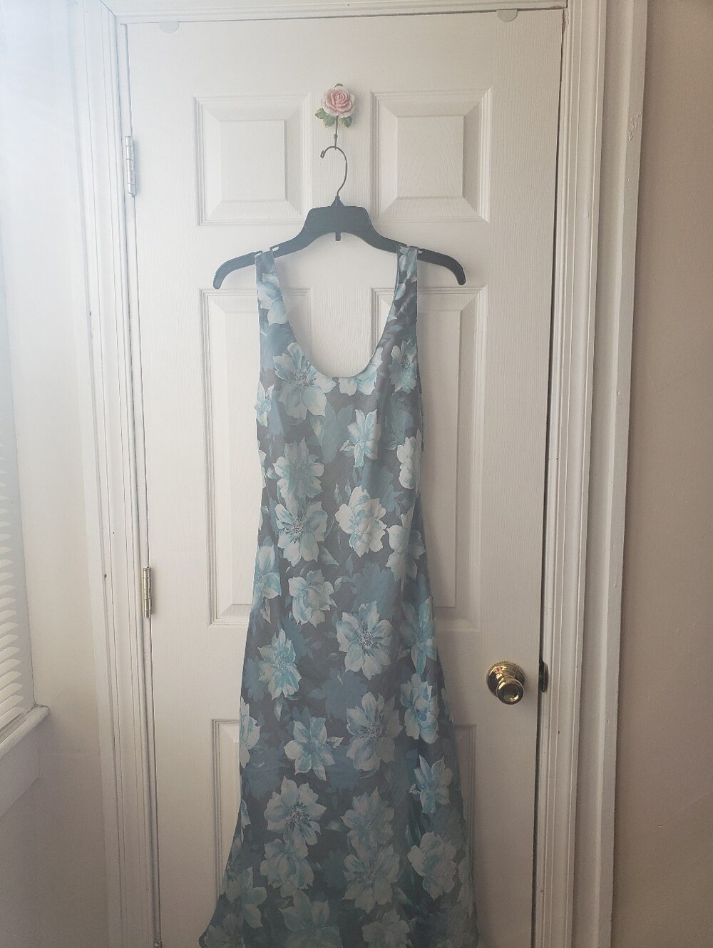 Lulu's Blue Floral Scoop Neck Maxi Dress